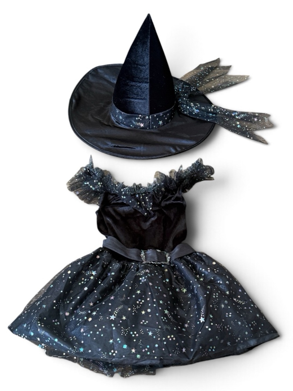 Spirit Black Sparkle Witch Dress and Hat Costume size Small/6T